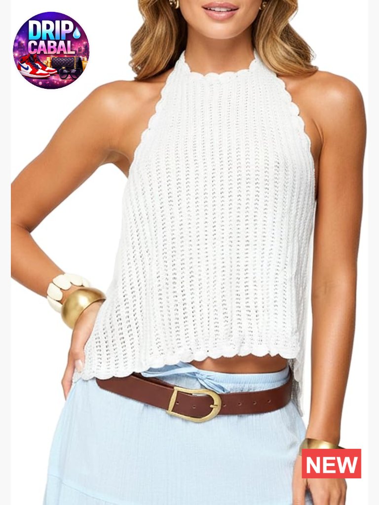 Women Crochet Halter Mock Neck Backless Tank Top Going Out Rave Top